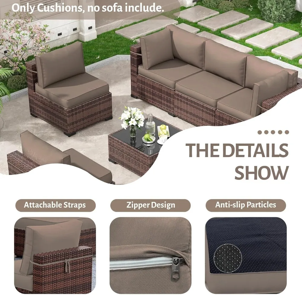 Coussins de remplacement pour canapé d'extérieur, coussin sectionnel pour meubles de Patio résistant
