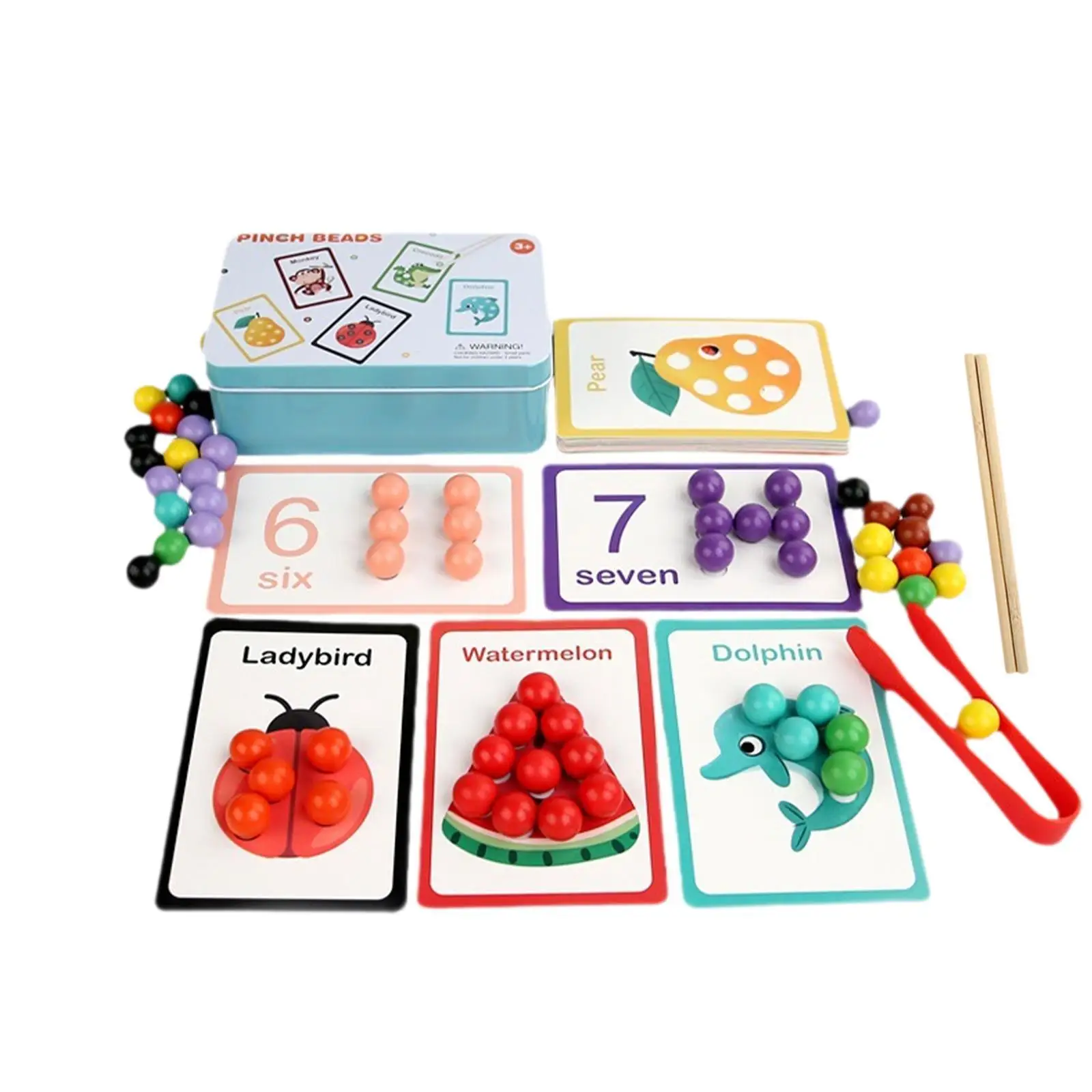 Clip Beads Toy Coordination Math Manipulatives Counting Matching Game Clip Bead Game for Kindergarten Preschool Boys and Girls