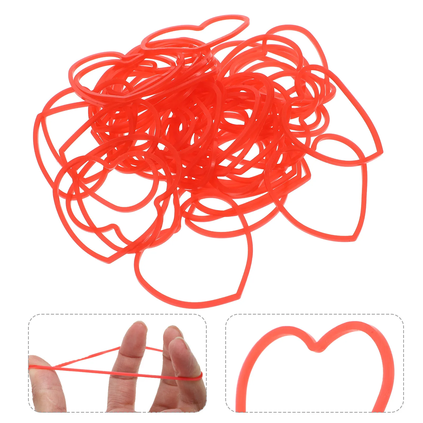 

50Pcs Creative Heart Design Trick Rubber Bands Magician Elastic Band Props Conjuring Performance Gimmick Stage Show Party Fun