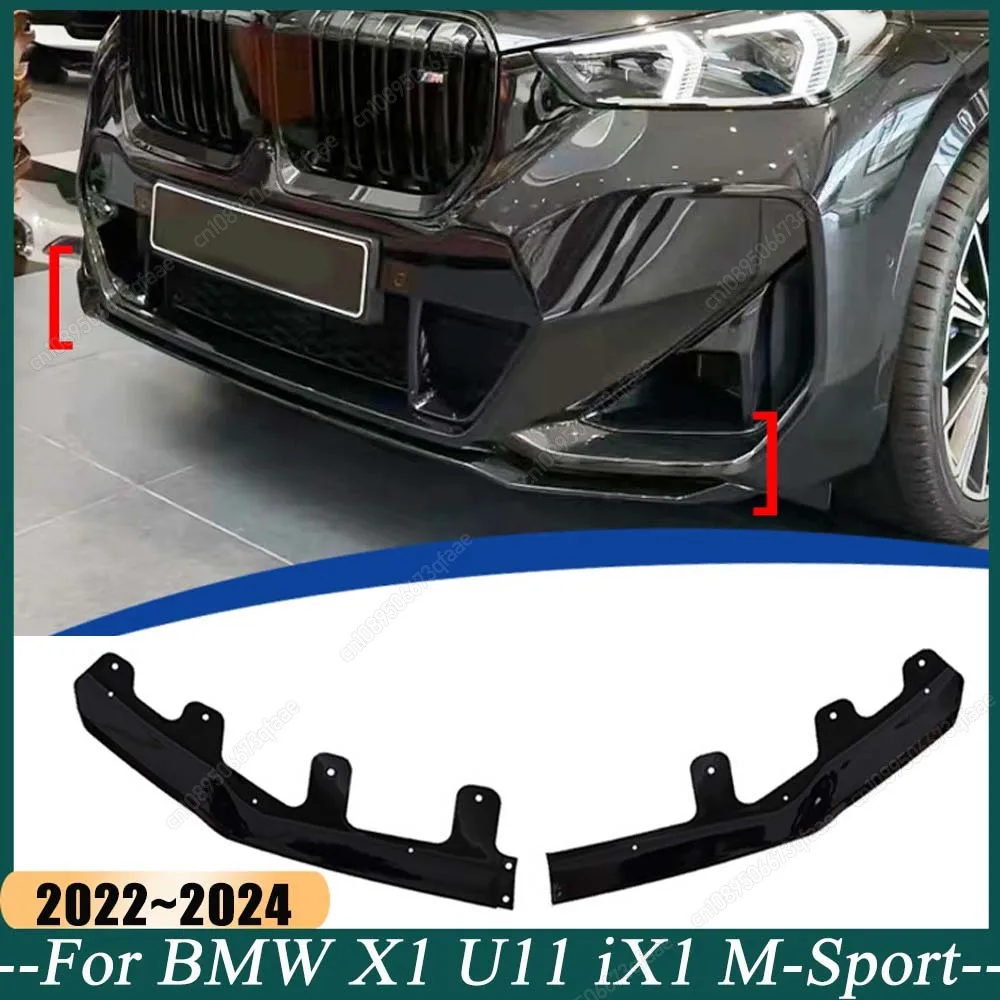 

For BMW X1 U11 iX1 M-Sport 2022 2023 2024 Front Bumper Lip Deflector Splitter Body Kits Chin Diffuser Spoiler ABS Black Tuning