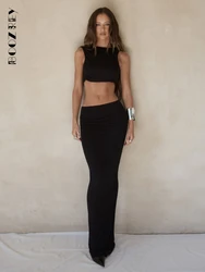 BoozRey Sexy Backless Backless bez rękawów długi zestaw spódnic dla kobiet elegancki zestaw do klubu na imprezę letnia sukienka Skinny Lady