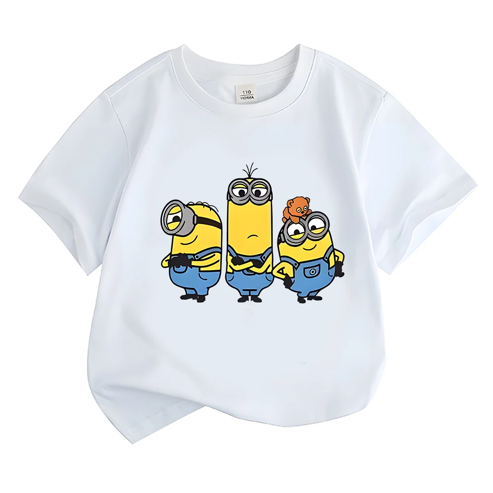 Camiseta de dibujos animados para niños y niñas, Camisa de algodón con cuello redondo, Tops casuales de manga corta de dibujos animados, Anime Bob Kevin, a la moda