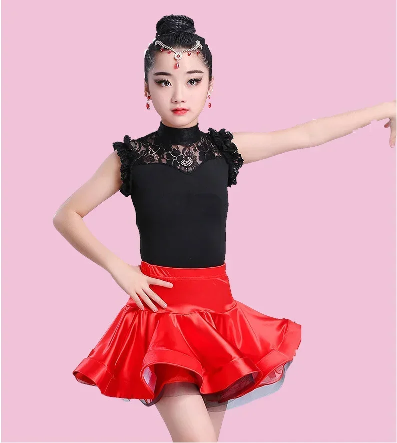 

Платье для латинских танцев для девочек, топы + юбка, платье для бальных танцев для детей, танцевальная одежда, детские танцевальные костюмы для танго, самбы, сценическое выступление