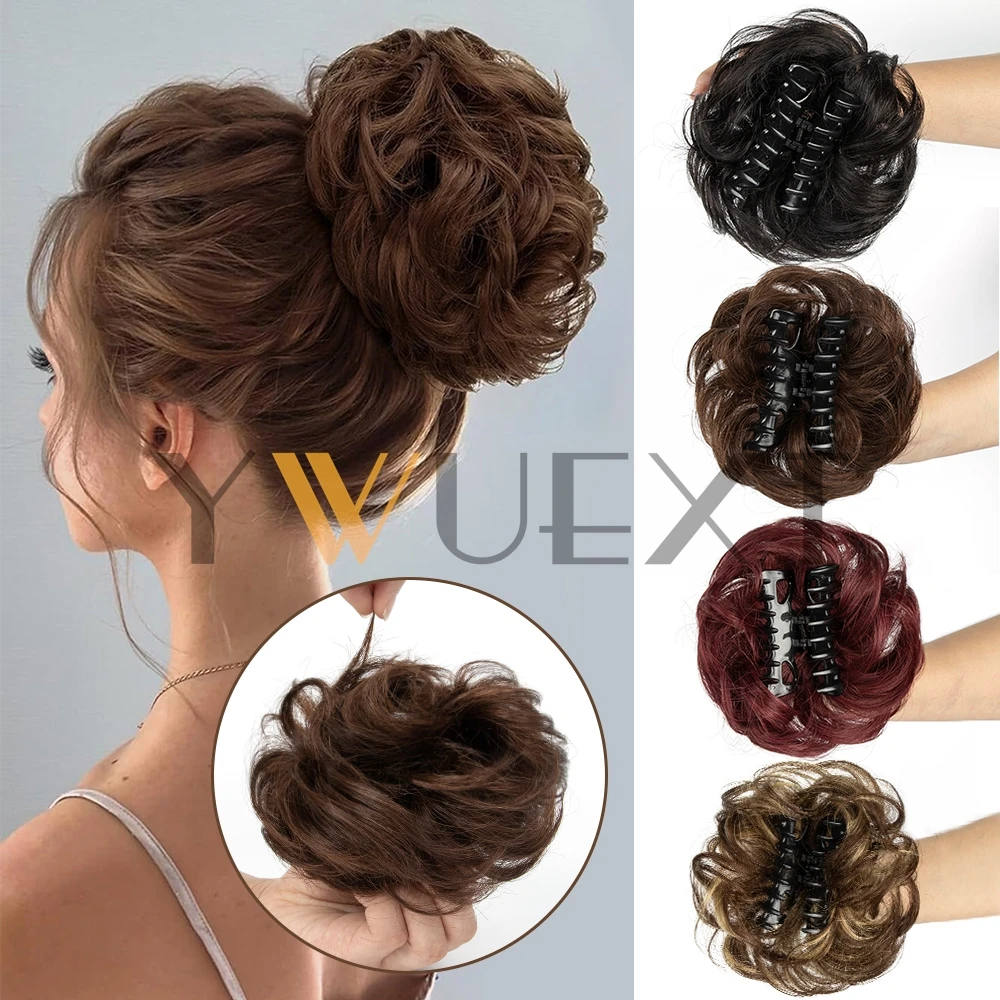 

YWUEXT High Light Claw Clip in Hair Bun Messy Curly Clip in Claw Hair Шиньоны Натуральные волнистые вьющиеся расчески Добавить объем волос