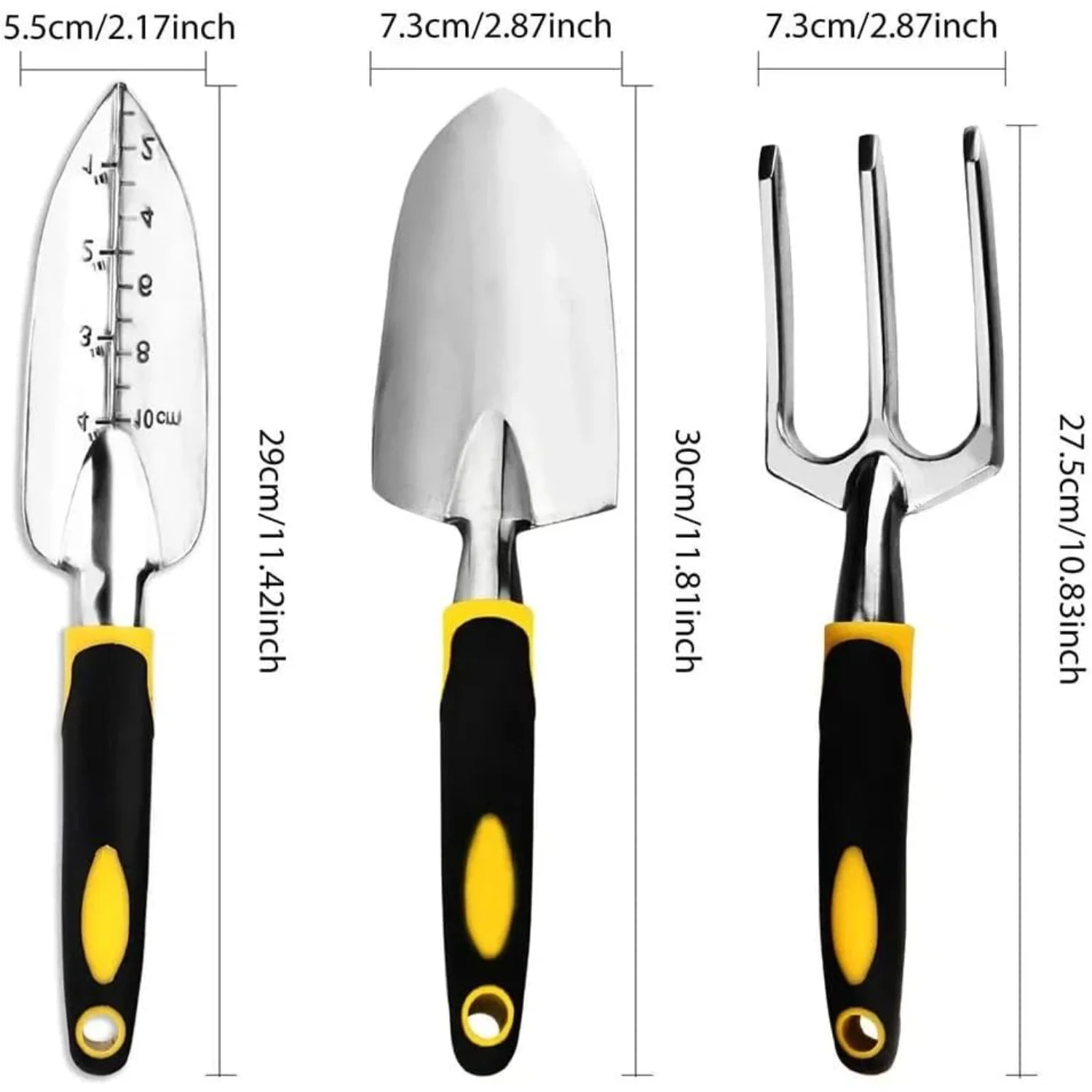 Premium 4 Piece Garden Tool Set with Gloves - Trowel, Cultivator, Hand Rake, Transplant Trowel for Weeding and Soil Loosening