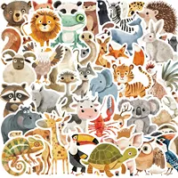 50pcs Cute Childrens Book Paintings Animals Stickers Aesthetic Decal Skateboard Luggage Cute Graffiti Decorative Sticker Toys