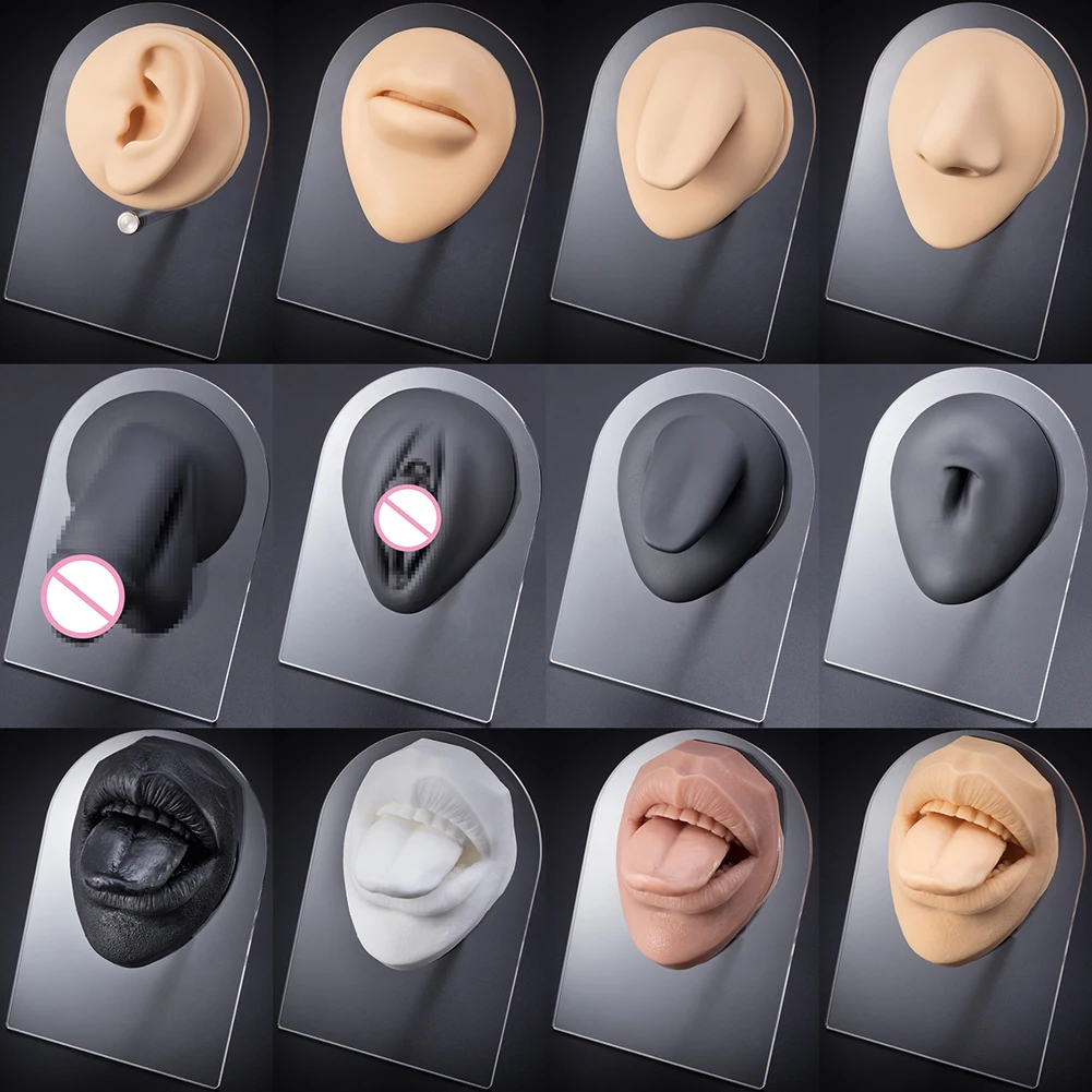 1pc 1:1 Body Jewelry Silicone Ear Nose Model Professional Practice Piercings Tools Earrings Ear Studs Display Can Be Reused