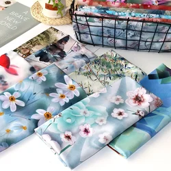 Skin-friendly Printed Rayon Fabric By The Meter for Pants Cheongsam Sewing Chinese Style Flower Pattern Skirts Textile Thin Soft