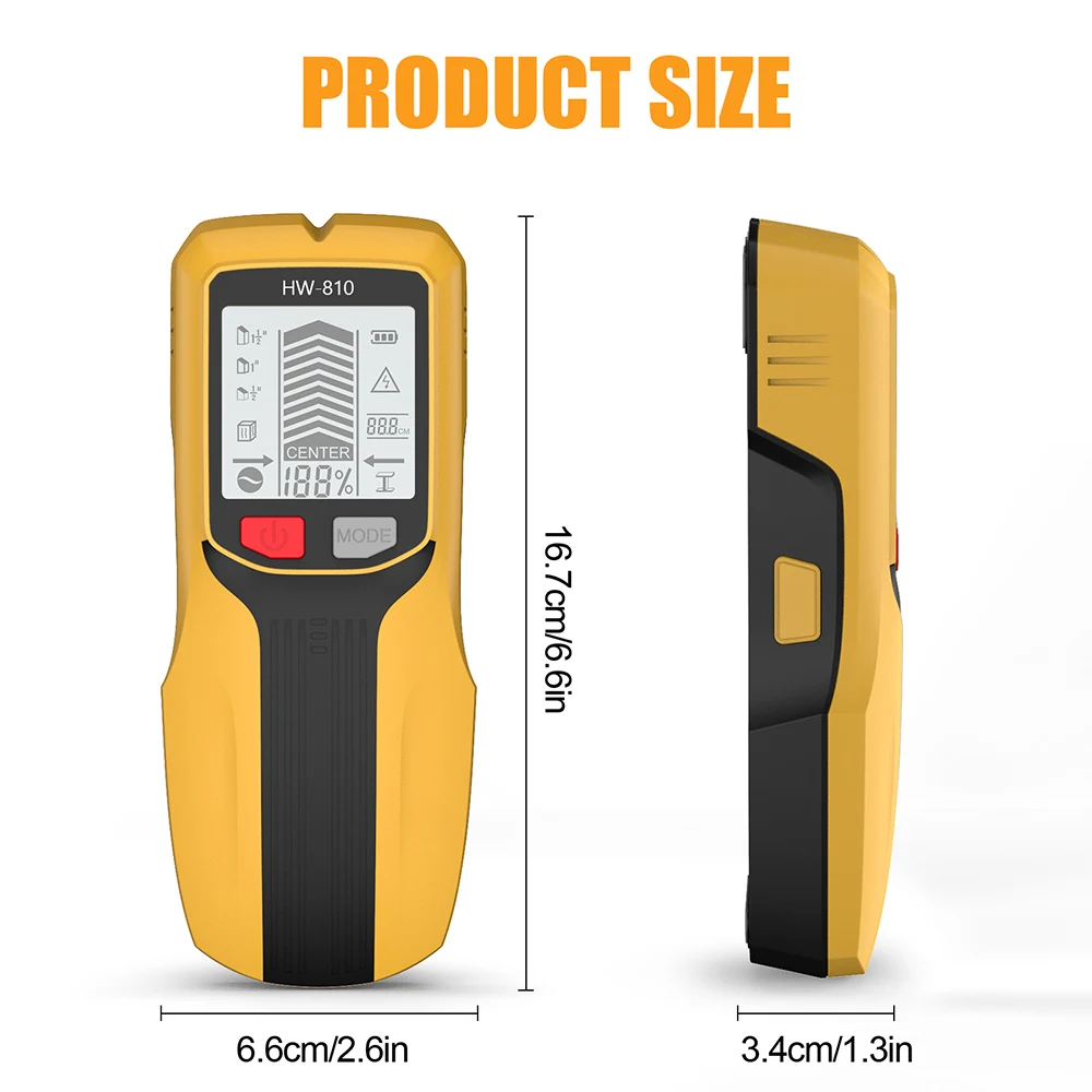 6 in 1 Metal Wood Wall Stud Finder Palmare Metallo AC Tensione Live Wire Wall Scanner Rilevatore Stud Finder Scatola elettrica