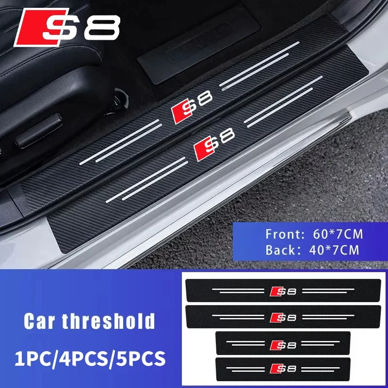 Car Sticker Protector Strip Door Sill Waterproof Protect Film ​For Audi S8 Logo Rear Trunk Door Pedal Bumper Strips Accessories