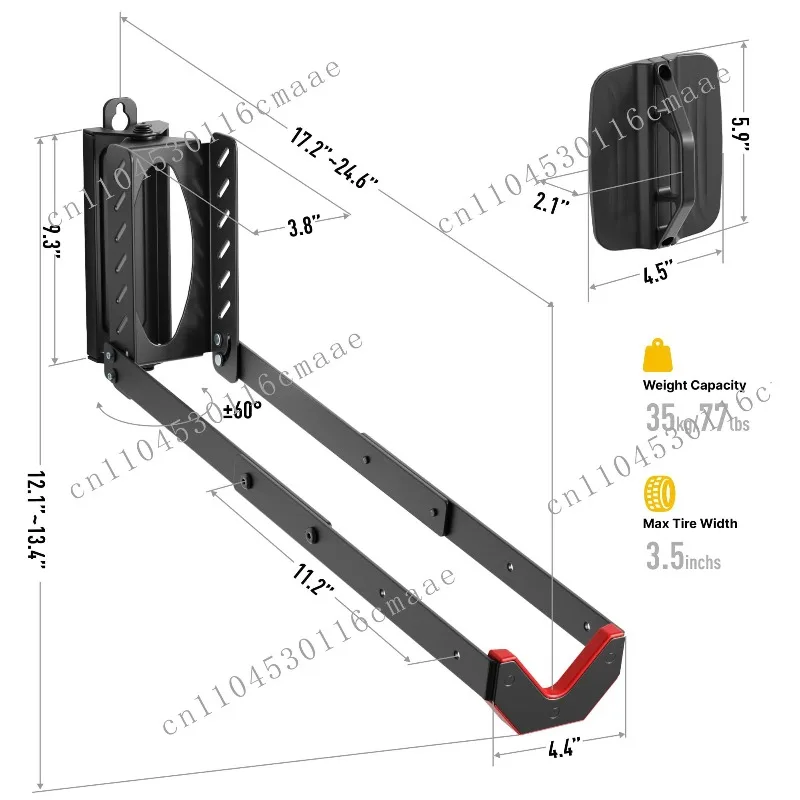 Brand New Wall Mounted Bicycle Rack with Tire Tray Storage System, Bicycle Hook Hanger, Suitable for Indoor 2-piece Set