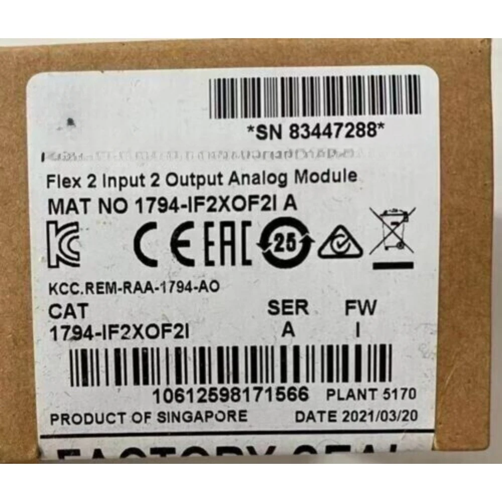 

New Factory Sealed 1794-IF2XOF2I SER/A FIex 2 lnpnt 2 Output Analog module