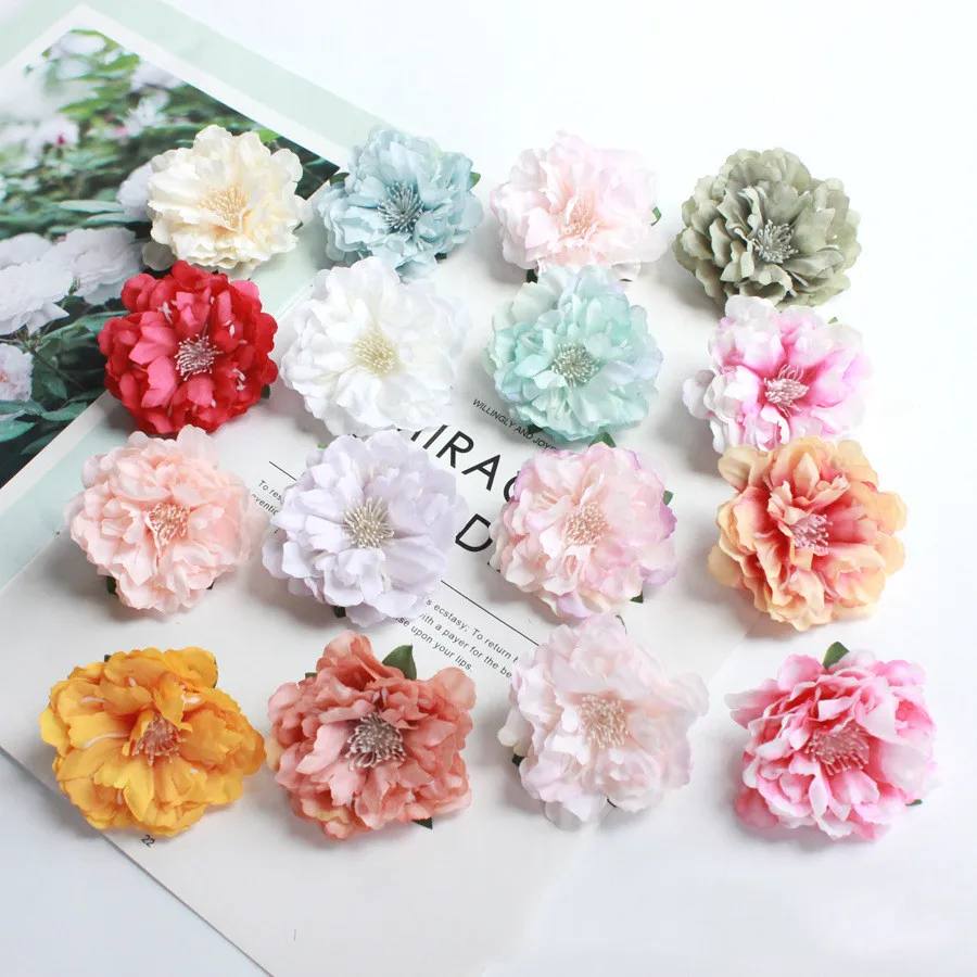 

17Color 6cm artificial silk peony rose flower head for DIY flowers wall gift box scrapbooking wedding wreath bouqeut decoration