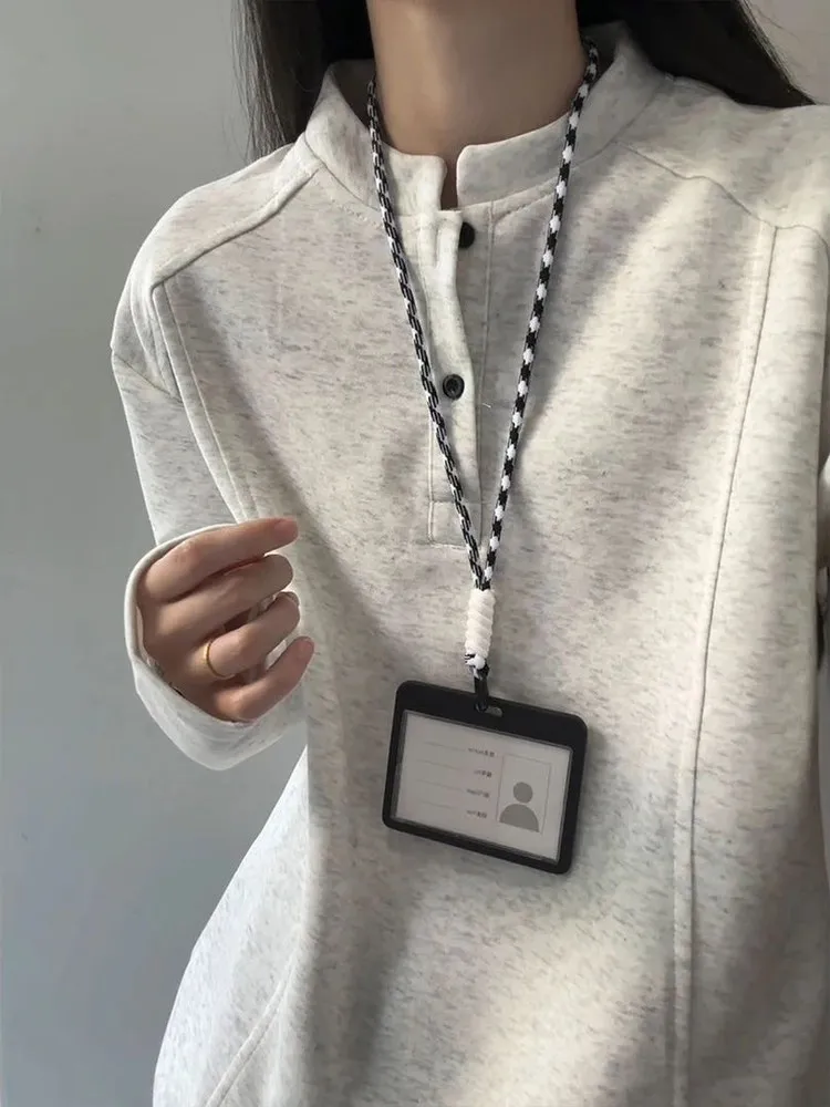  Shirt Men's Long Sleeve Henry Collar Base Shirt Autumn Trendy Patchwork Design Casual Sweatshirt Shoulder Width Regular