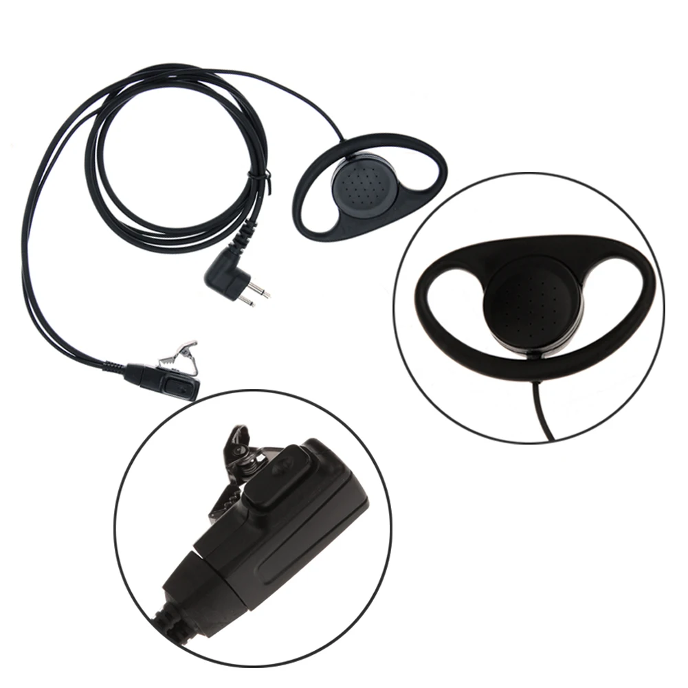 2-pin Walkie Talkie Earpiece Headset with Microphone D Shape Earpiece Headset Accessories for Motorola GP88 CT150 P040 Radio