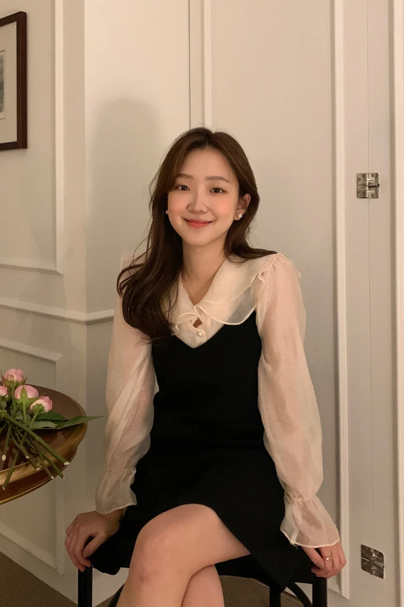 เกาหลี Sle ยาว Sve หวานตุ๊กตาผู้หญิง irt กับกระโปรงจีบฤดูใบไม้ผลิอเนกประสงค์เดินทางเอวสูง A-Line D...