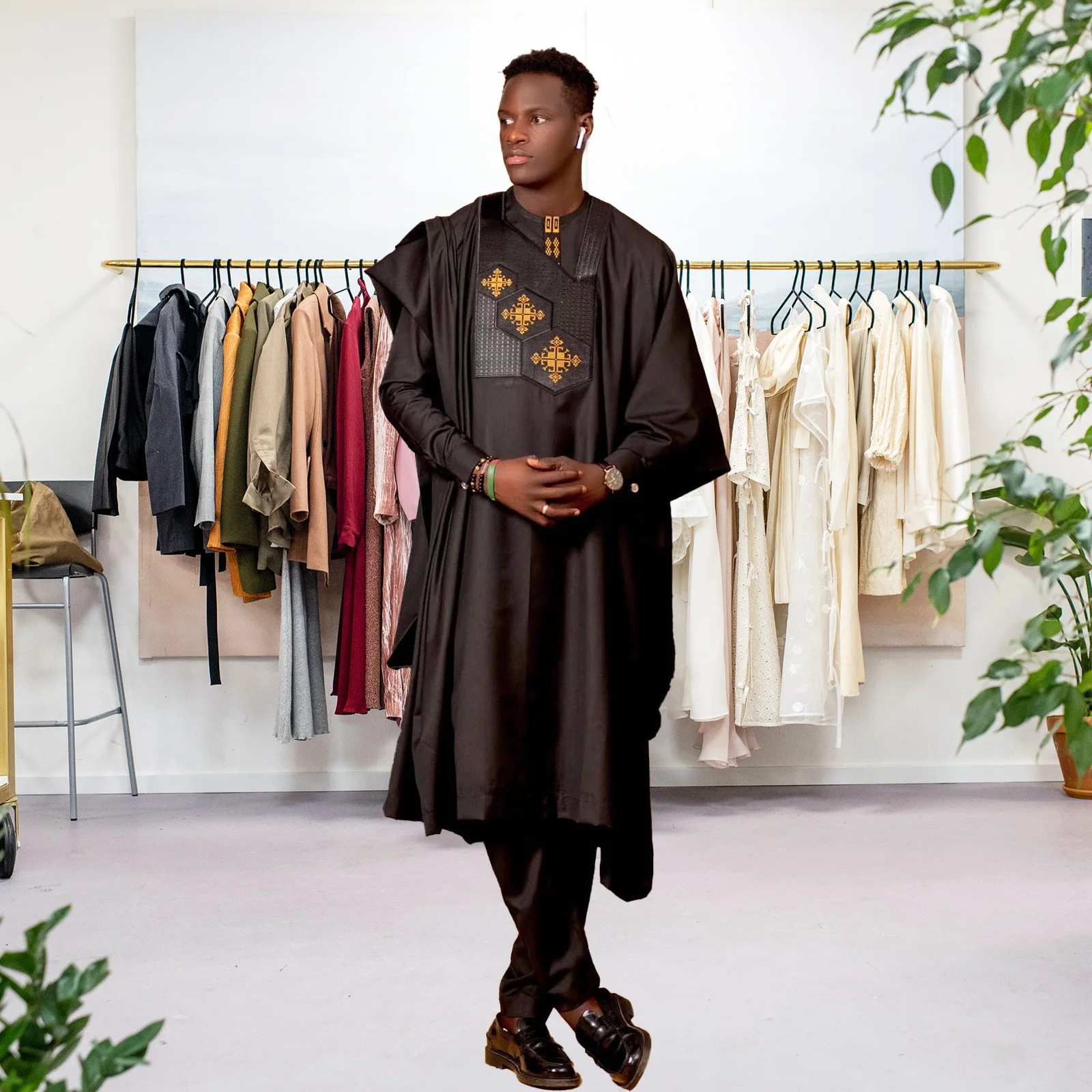 African Clothes For Man Embroidery Design Top Long Sleeve