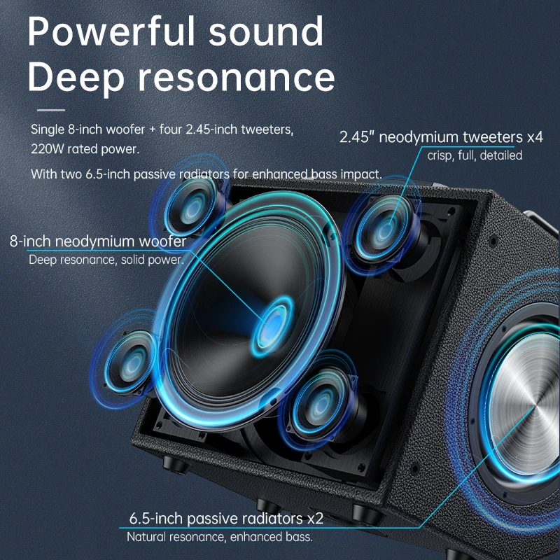 Outdoor active 3-way full-range professional audio 330W speaker sound system with adjustable speakers
