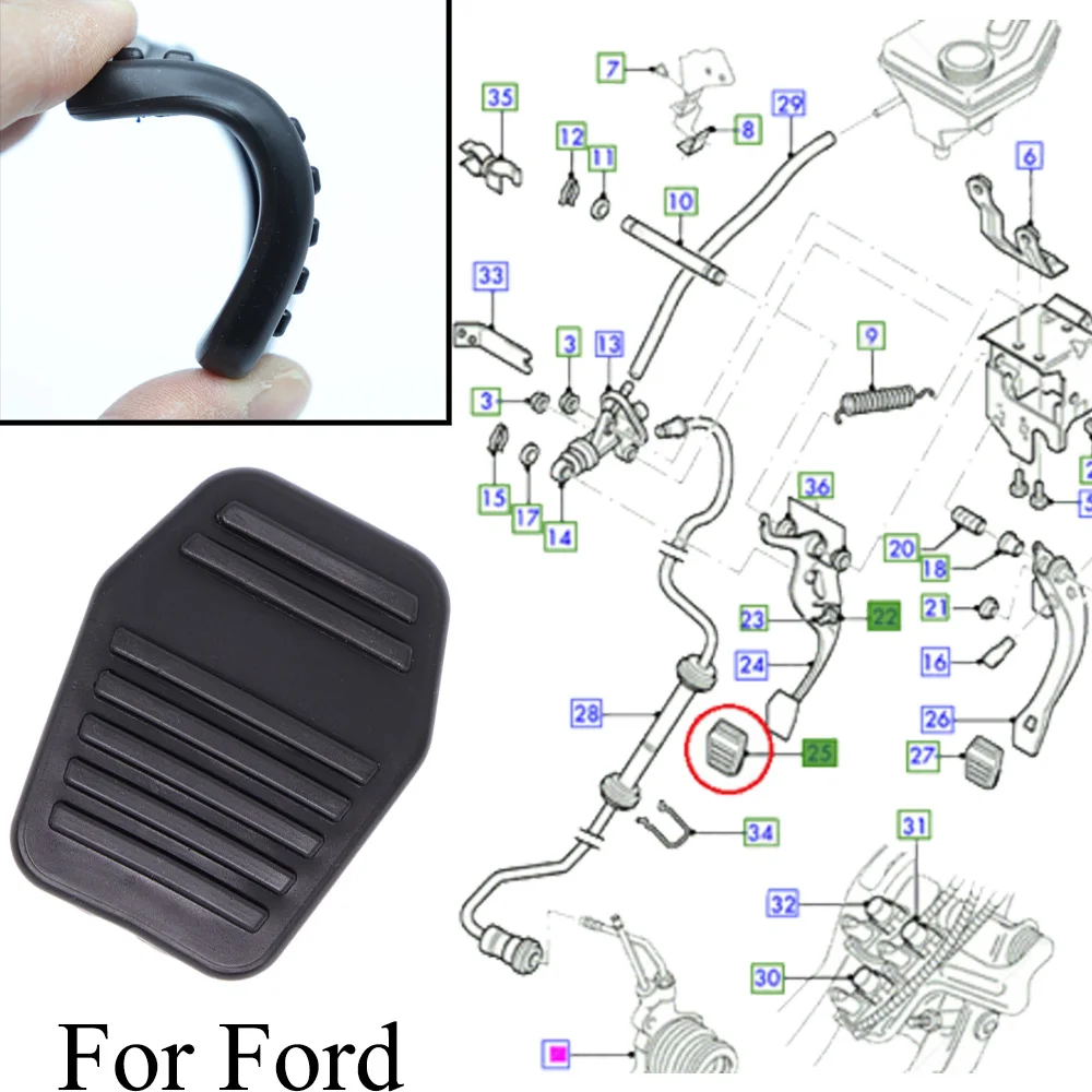 

Rubber Brake Clutch Foot Pedal Pad Cover Replacement For Ford Cougar 1998 1999 2001 Focus Mondeo Turnier Scorpio Tourneo Connect