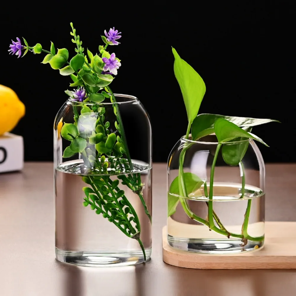 Einfache moderne Blumenvase aus Glas, Heimdekoration, Hydrokultur-Pflanzenflasche, Desktop-Dekoration für Hochzeit, Empfang, Familie – Detail 10