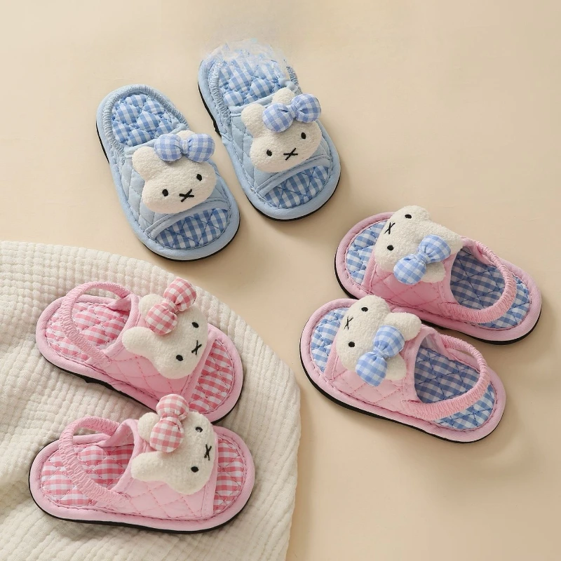 Cartoon Kawaii Miffy New Style Home Cotton Slippers Lightweight Absorb Sweat Soft Ultra Thin Mute Fashion Comfortable Anti-slip
