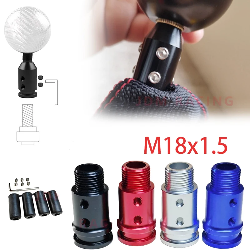 Car Gear Manual Shift Knob Adapter Black Aluminum Alloy for Non Threaded Shifters M18x1.5 Adapter 8mm,10mm,11mm,12mm