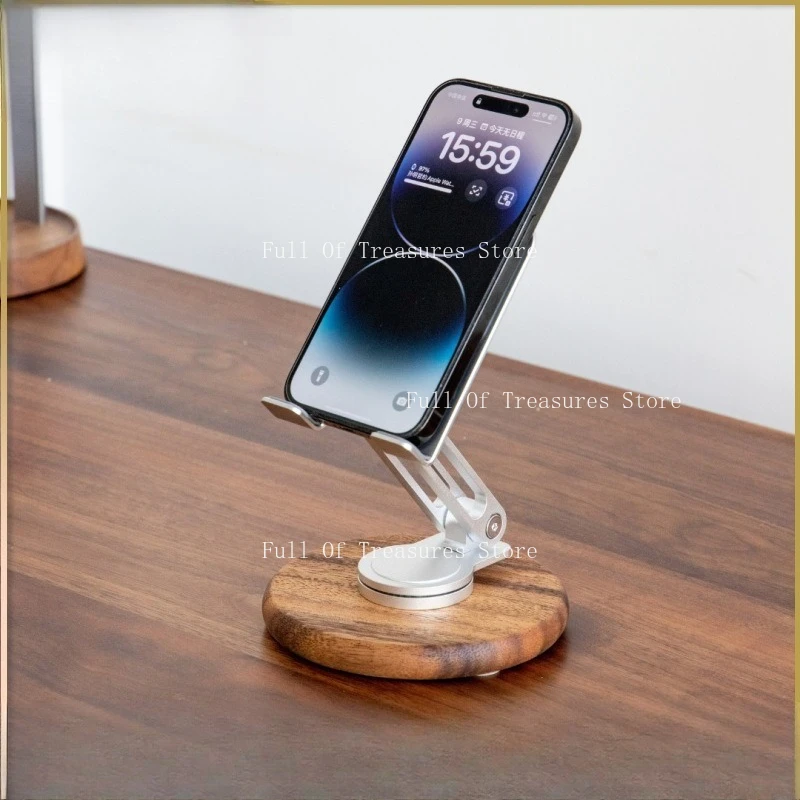 Acacia Wood Mobile Phone Holder Can Lift Mobile Phones and Tablets Universal 360 ° Rotation Lazy Desktop Live Broadcast Bracket