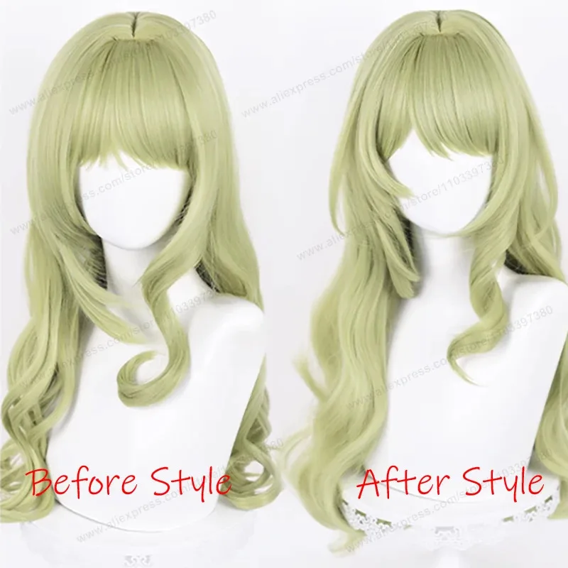 

Парик для косплея Мебиуса, 80 см, длинные вьющиеся зеленые волосы, косплей, аниме Honkai Impact 3, термостойкие синтетические парики для косплея