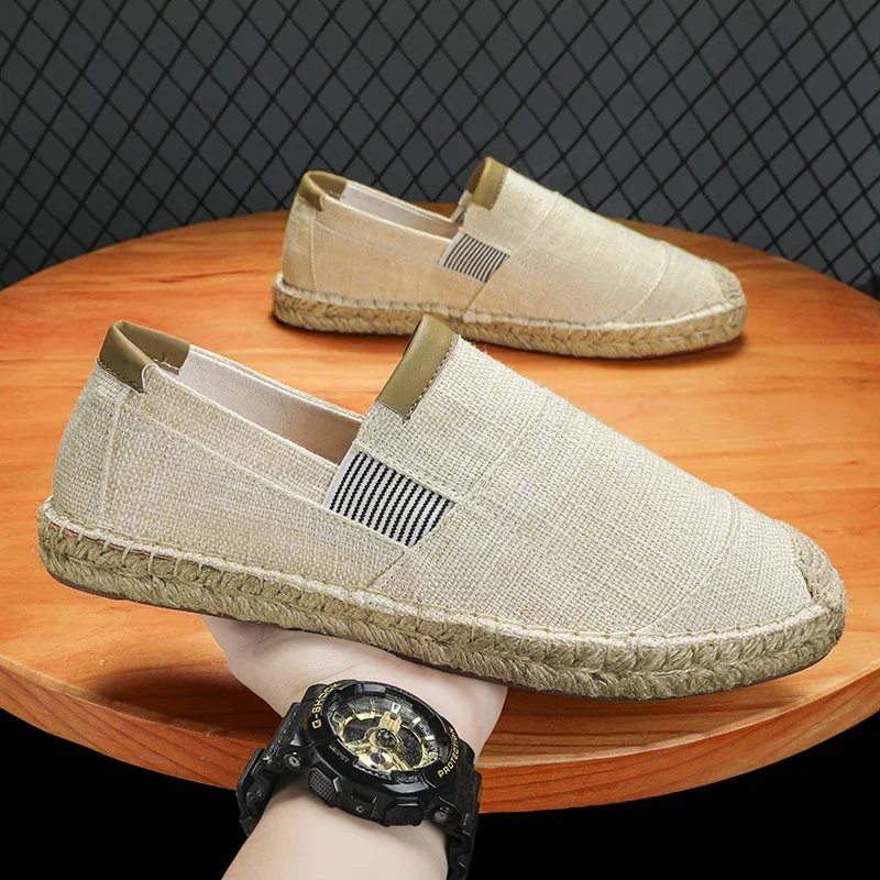 Fashion Espadrilles Shoes for Men Vintage Style Anti-Slip Casual Shoes 2025 Spring Hot Sale Men's Sneakers Flats Linen Male Shoe