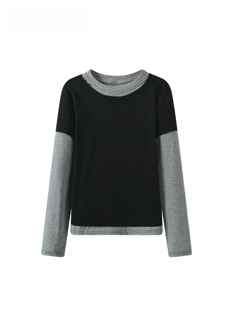 

plus Size Women's round Ne Long Sve Knitted Sweater Faion Splicing Slimming Top for Autumn Season Comfortable Cotton B...