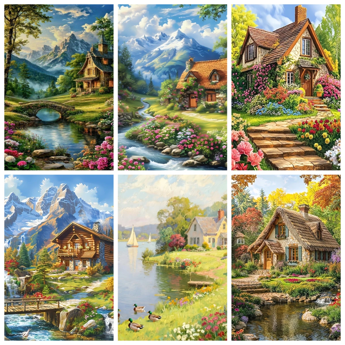 

500/1000/1200/2000PCS Puzzles for Adults , Beautiful Rural Landscape Jigsaw Puzzles Educational Games Home Decor Gifts