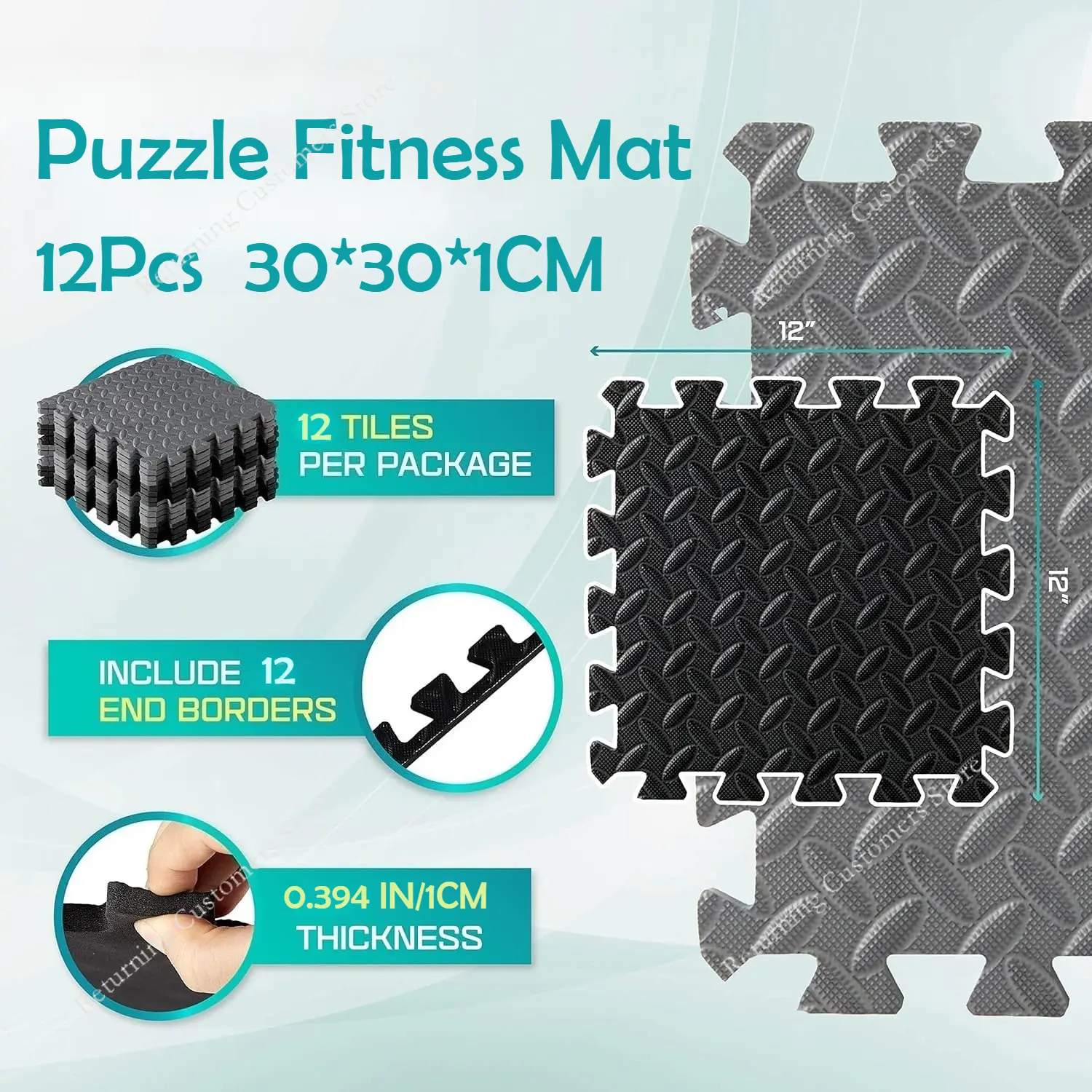 30*30*1cm eva intertravamento espuma telhas de chão quebra-cabeça tapete de fitness para sala de estar casa antiderrapante equipamentos de ginástica esteira 12 pçs