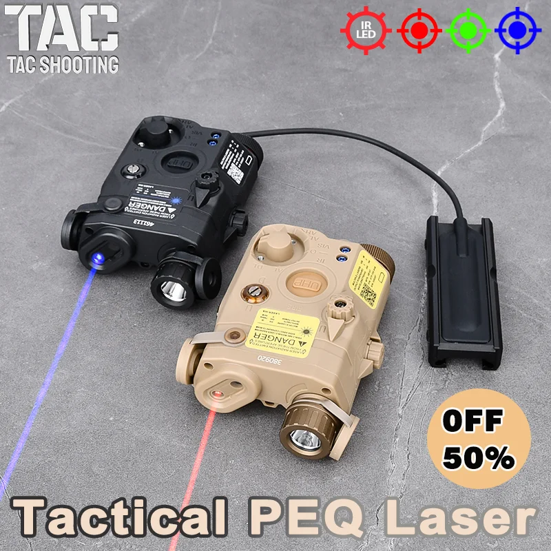 

Tactical PEQ-15 Red Green Blue Laser Infrared Lighting White Light Metal Tail Switch Card Slot Fit 20mm Rail Airsoft Accessory