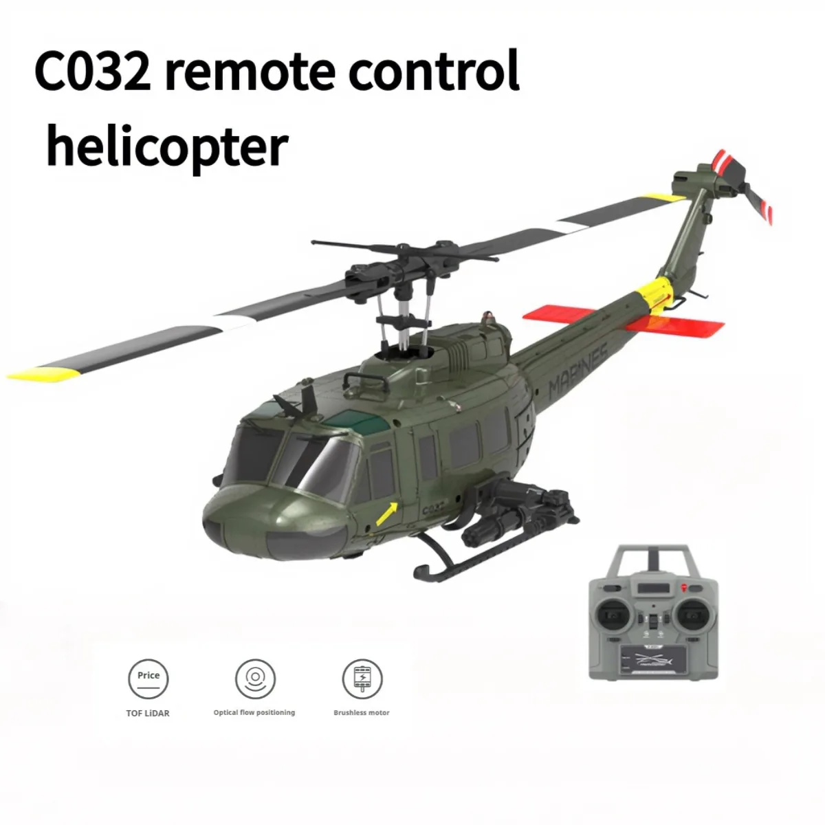RCERA C032 UH-1 Simulated Six-Channel Flybarless RC Helicopter Inverted Flight Stunt Aircraft Electric Remote Control Airplane