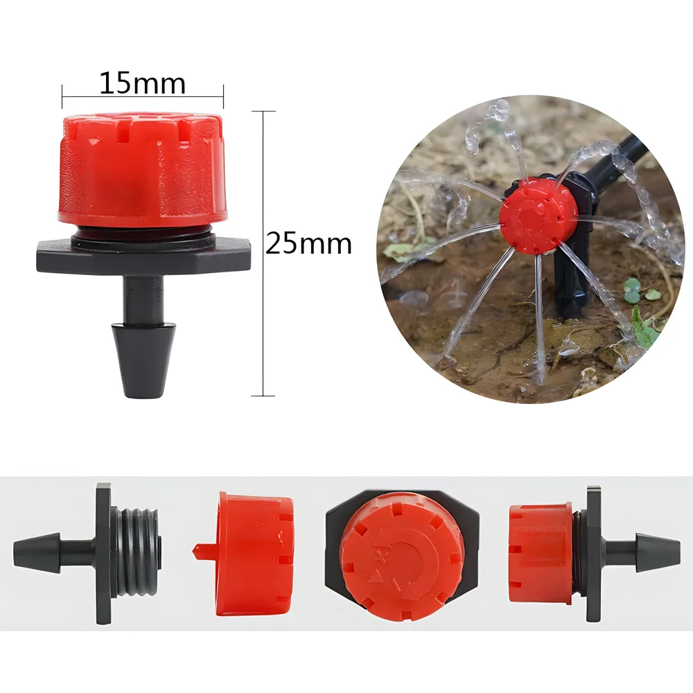 50-800PCS Garden Adjustable Nozzles Drip Irrigation Watering Sprinkler 1/4'' Anti-Clogging Dripper Emitter Flower Beds Vegetable