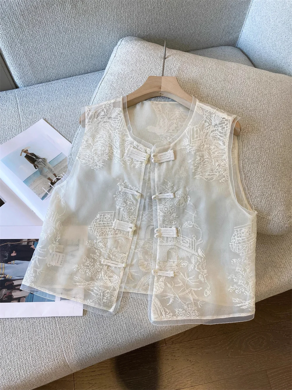 

Ele Thin Embroidered Lace Floral Faion Vest Top Wirel Net irt Women's Summer Svel Midi Casual Sle plus Size