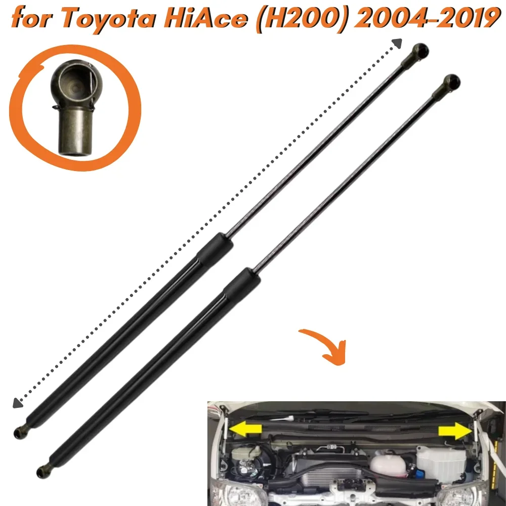 

Кол-во (2) Распорки капота для Toyota HiAce (H200) 2004-2019 Передняя капота из углеродного волокна, газовые пружины, амортизаторы, подъемные амортизаторы