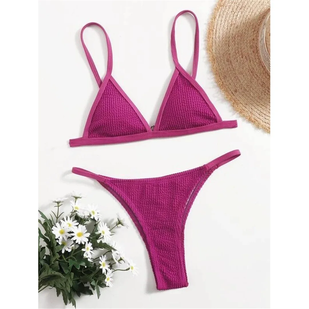 S - XL, geraffter, hoch geschnittener Bikini, Damen-Badeanzug, zweiteiliges Bikini-Set, Damen-Badebekleidung, Badeanzug, Badebekleidung, Schwimmbekleidung V7125 – Detail 2