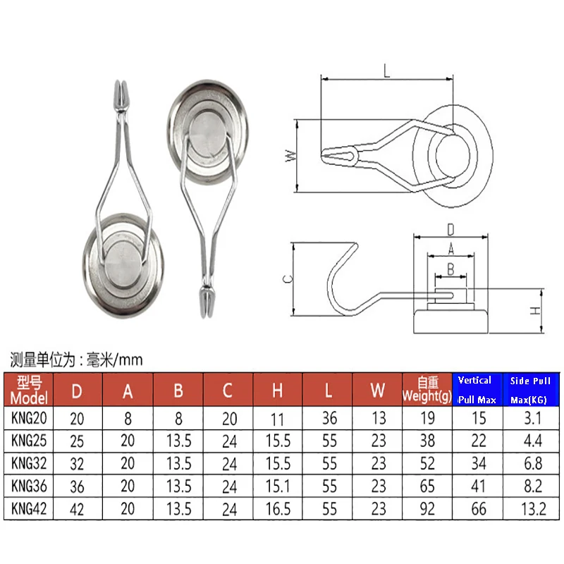 1pcs Strong Neodymium Magnet Hooks No Punching Powerful Magnet 360 ° Rotation Hook with Metal Suction Sheet for Any Smooth Wall