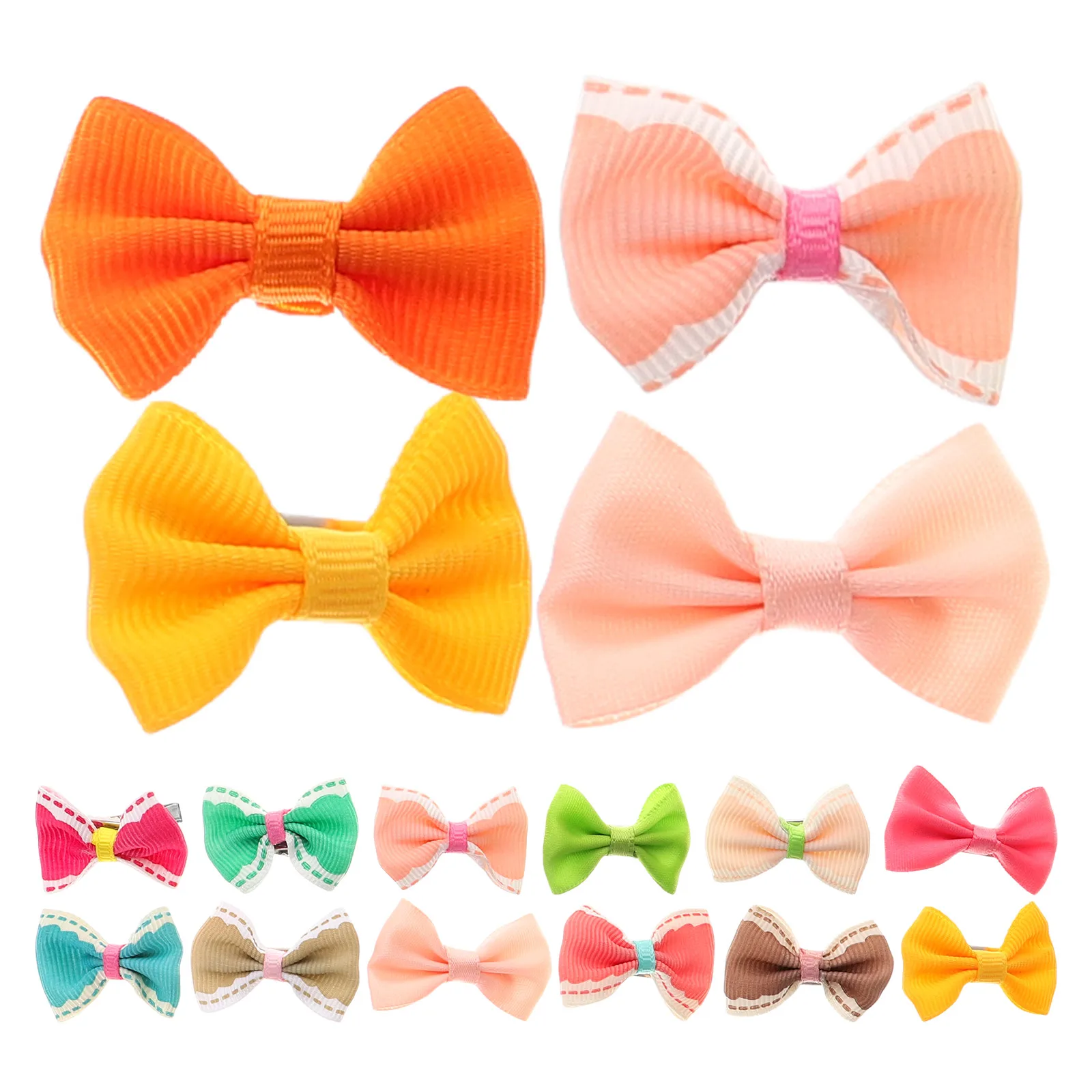 

30pcs Pet Hair Bow Clips for Dog Cat Cute Simple Bowknot Style Durable Soft Polyester Metal Clip Accessories Puppy Decor