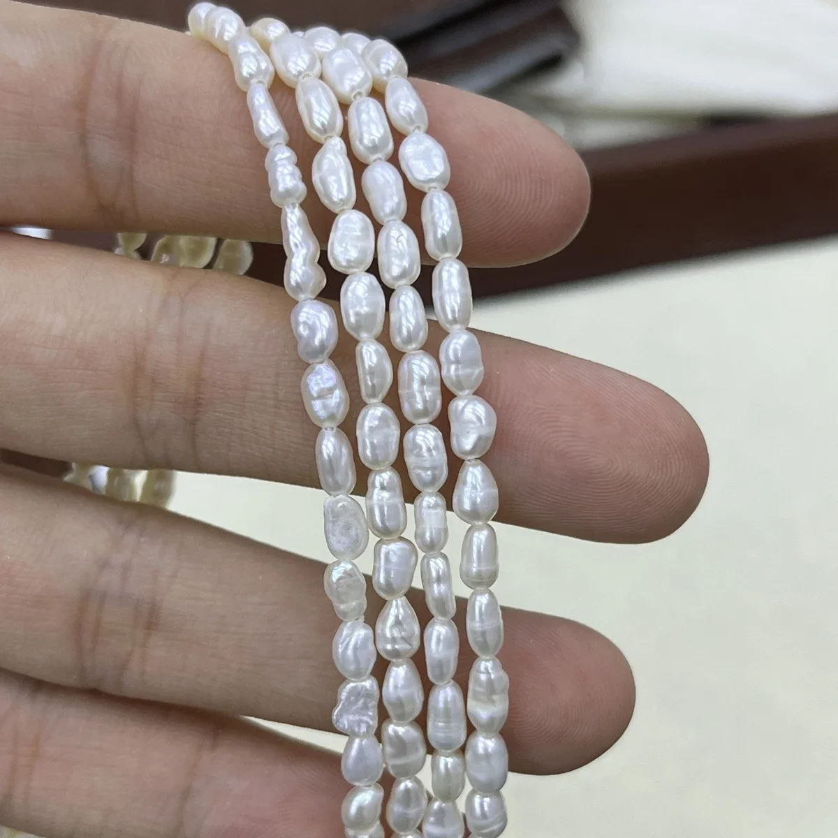 

4-5mm A Natural Freshwater White Rice Sparkle Pearl Loose Bead Gift Jewelry Make DIY Necklace Bracelet Accessories Women Wedding