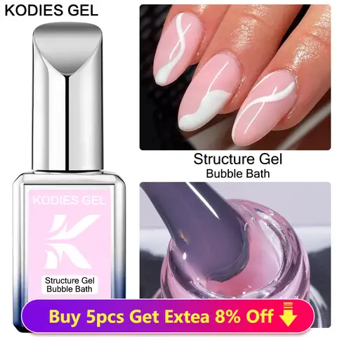 KODIES GEL Gummi-Basis-Gel-Nagellack, Schaumbad, Nude Pink, 15 ml, semi-permanente UV-Farbpolitur für französische Maniküre, Nagelkunst, Sommerfarben