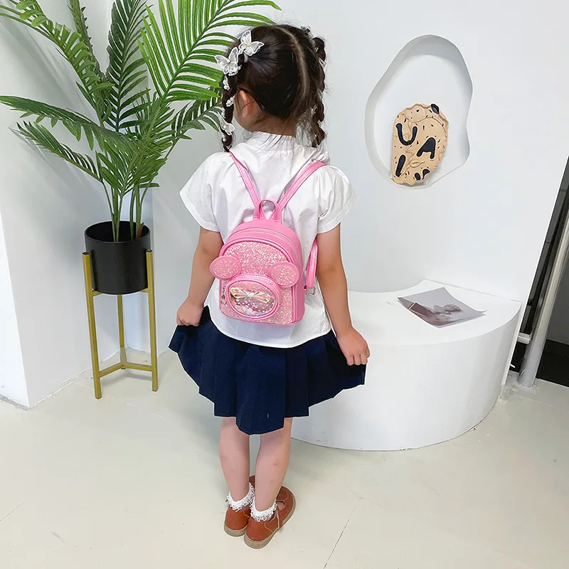 Novas crianças dos desenhos animados saco menina moda tendência lantejoulas arco orelhas bonito mochila do jardim de infância das crianças mochila bg130