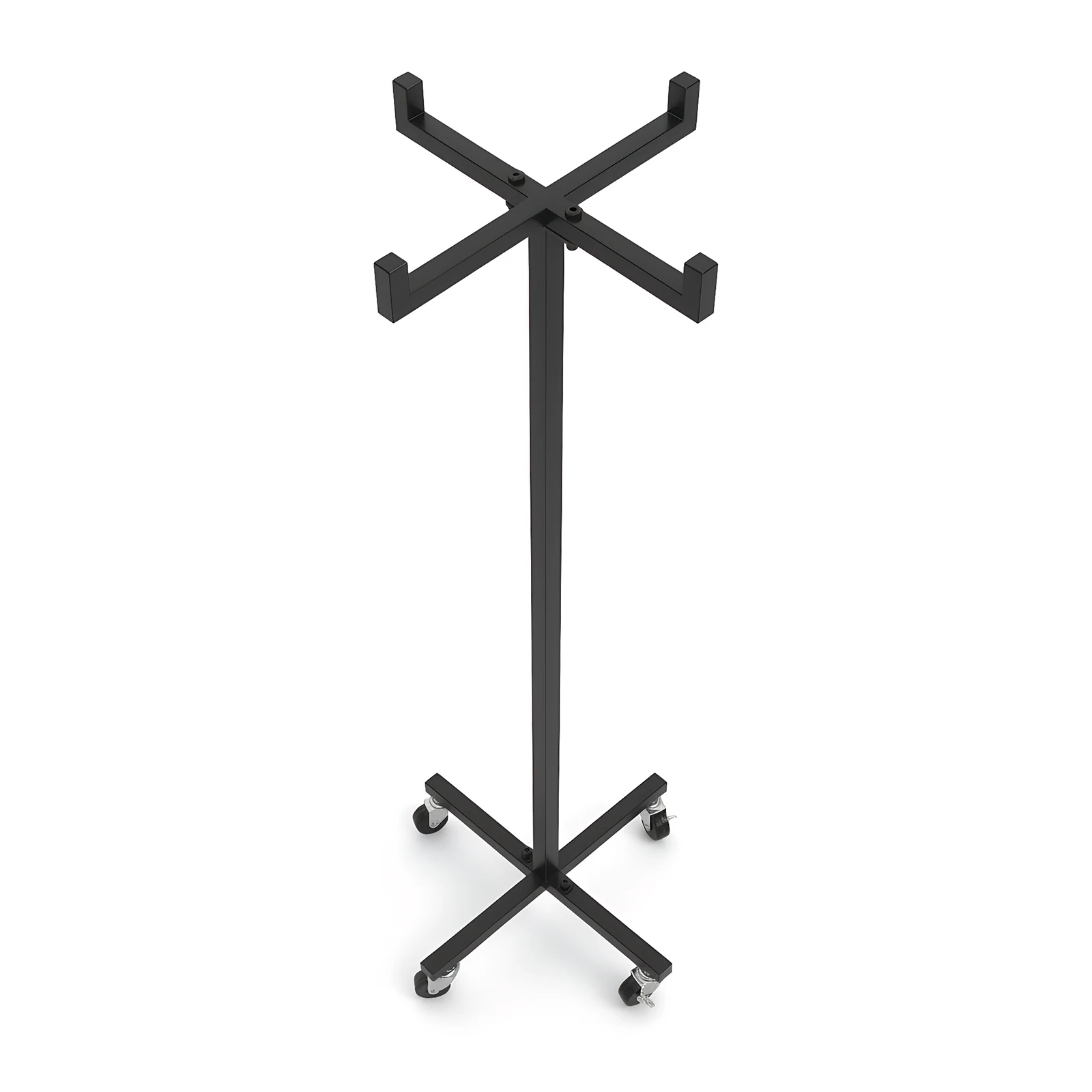 

4 Wheeler Hand Push Storage Cart with Caster Movable Hoops Stand High 120CM/46.8in for Gym Exercising Gymnastics Training