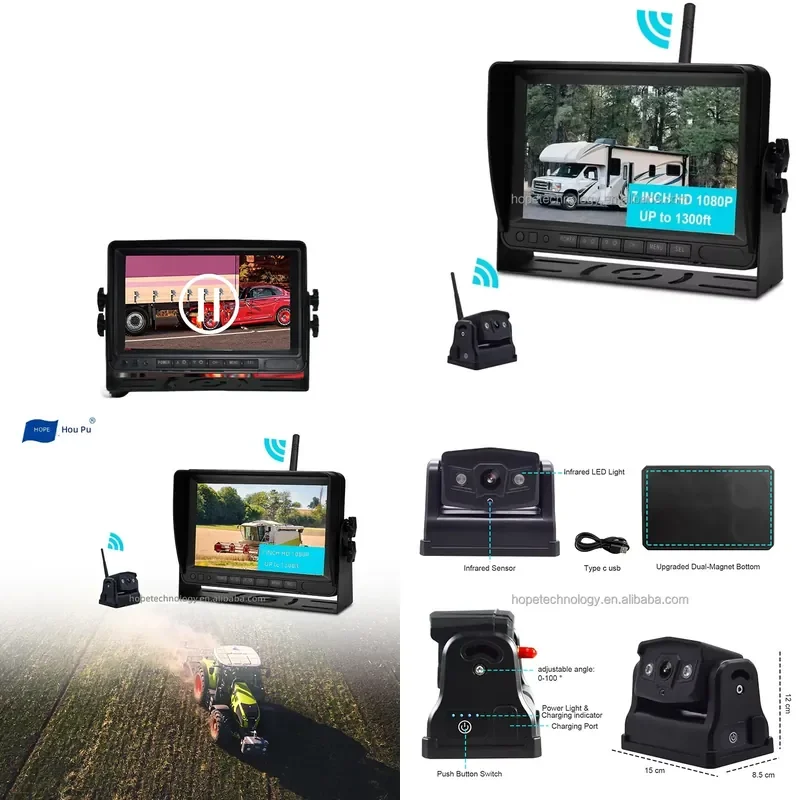2026 Hot Sale Magnet Waterproof IP68 7 Inches Full HD 1080P Loop Video Recorder Wireless for Vehicle Truck