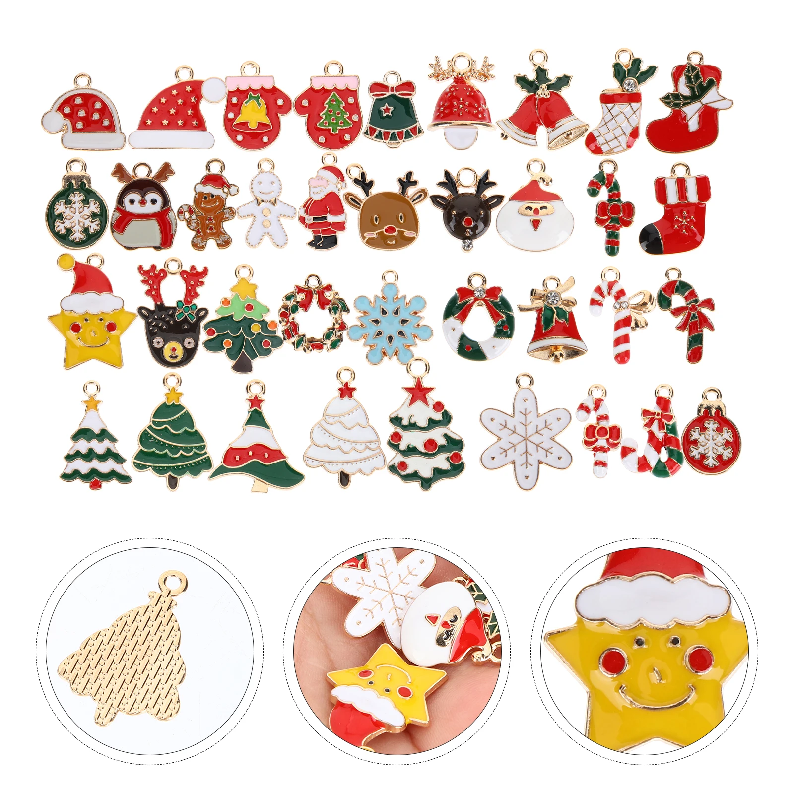 

1 set 1 Set Christmas Jewelry Charms Necklace Bracelet Pendants Diy Making Supplies Alloy Decorations For Keychain Sweater Chain