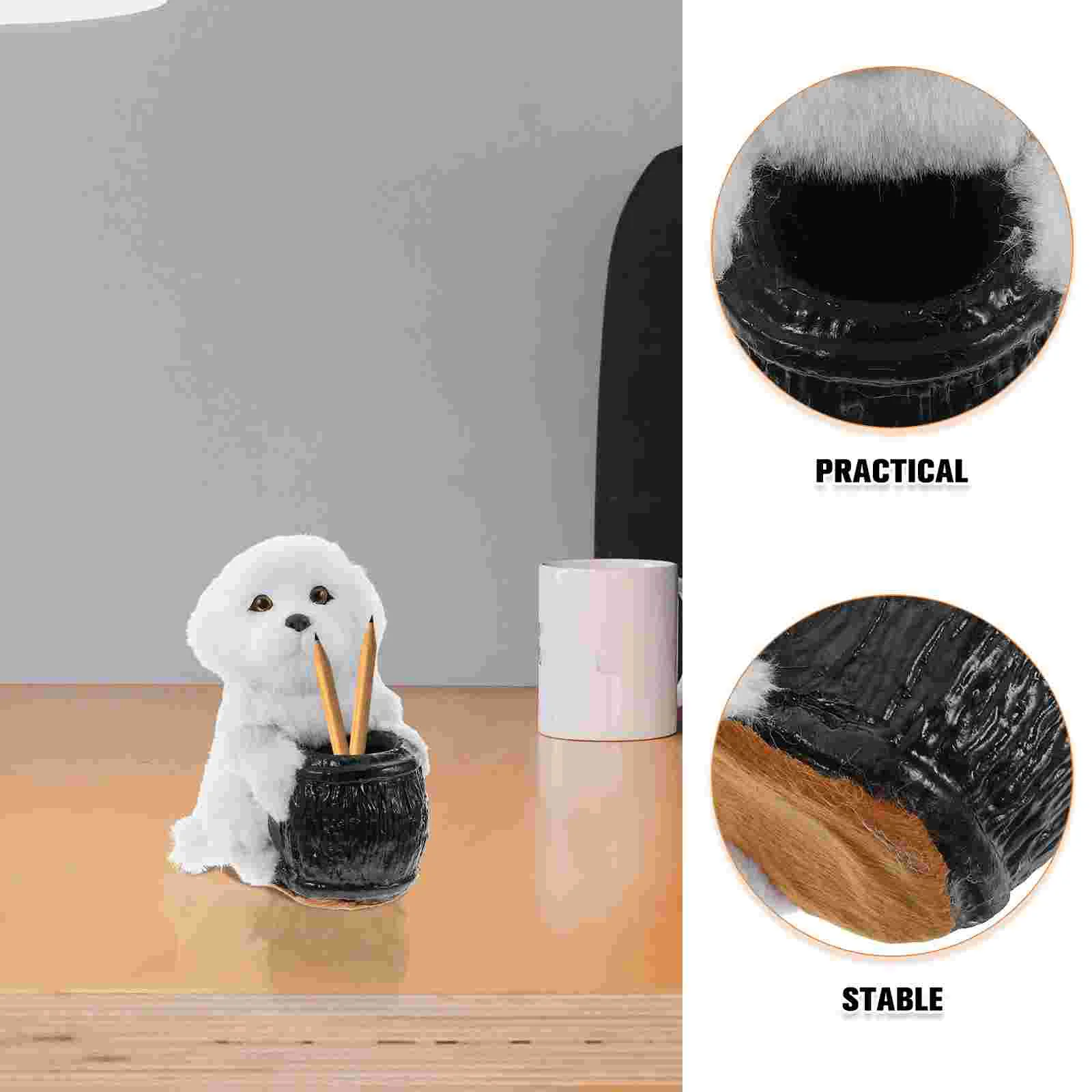 책상 조직을위한 귀여운 강아지 플러시 펜 홀더 다기능 편지지 홀더 개 파티는 재미 있은 펜 홀더 플러시 펜 홀을 선호합니다