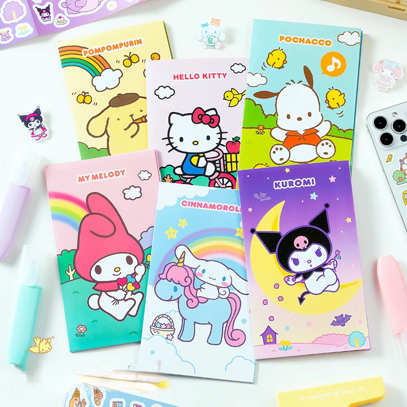 

Kawaii Sanrio Набор наклеек Справочник дневник наклейка Diy декоративные милые матовые Kuromi Корица Hello Kitty аниме наклейки