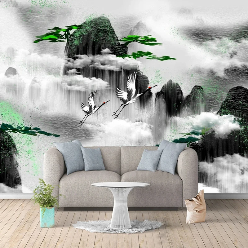 

Custom Mural Wallpaper Chinese Style Ink Artistic Conception Landscape Wall Painting Living Room TV Sofa Bedroom Home Decor