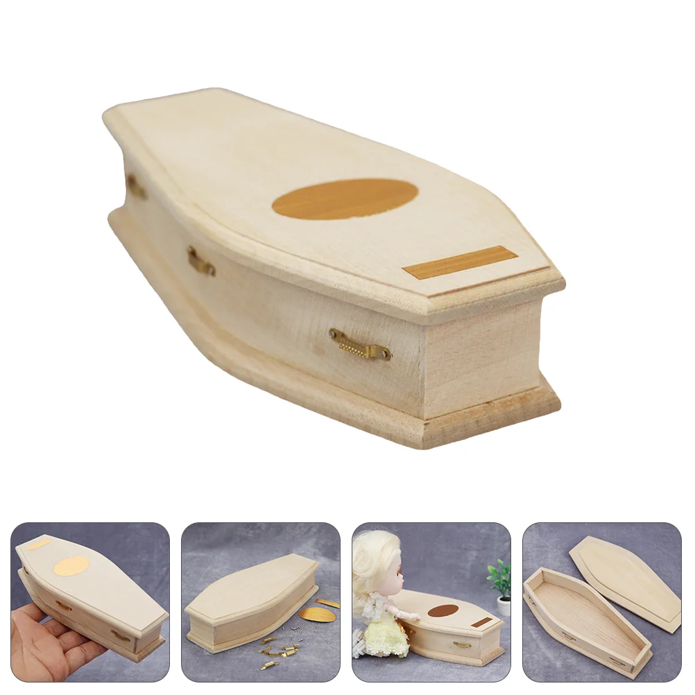 Mini Furniture Model Pet Coffin Ornament Delicate Decor Toy Halloween Party Fairy Decoration Wooden Sturdy Miniature